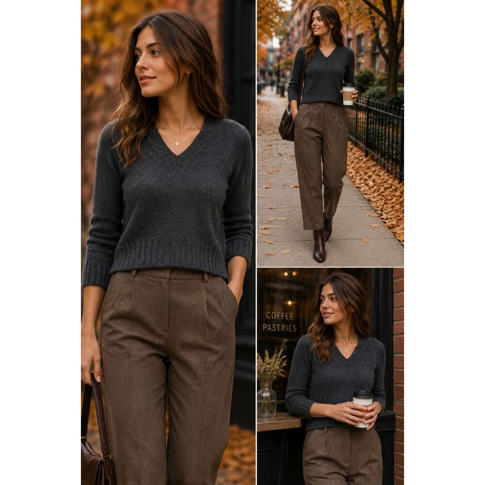 The Cashmere Project Women S 100% Cashmere Sweater Gray 3/4 Sleeve Cropped
